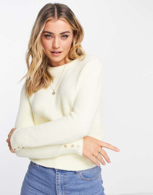 Morgan - Pull à manches boutonnées - Citron pastel