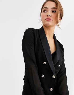 Morgan Robe manches transparentes style smoking Noir ASOS