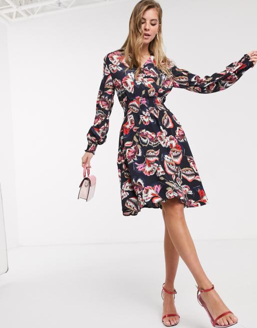 Morgan Robe cache c ur longueur mollet fleurs Multicolore
