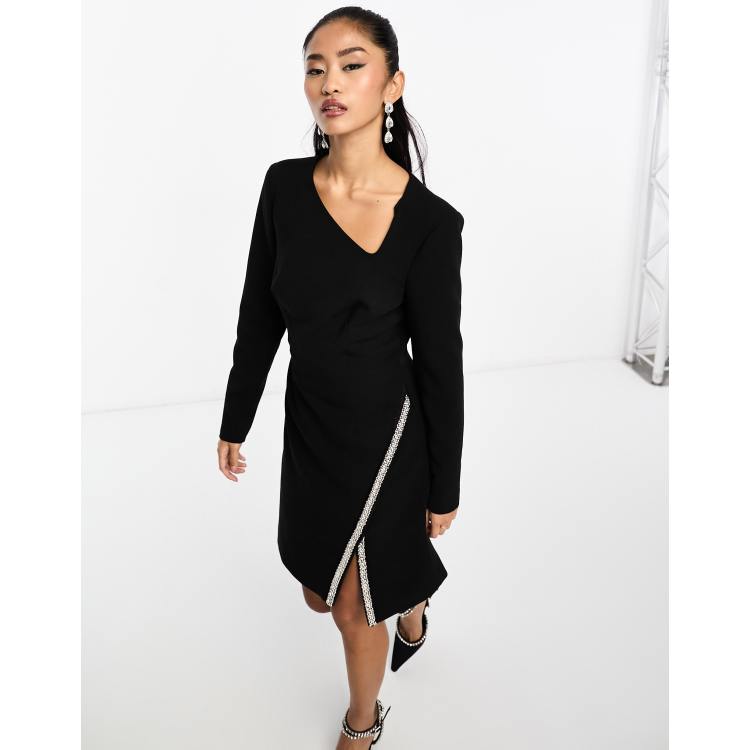 Morgan Robe courte ornement e manches longues Noir