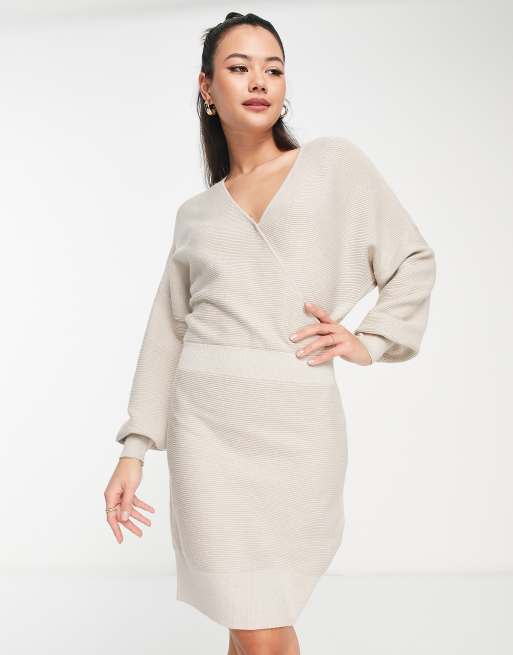 Morgan Robe portefeuille courte en maille Taupe