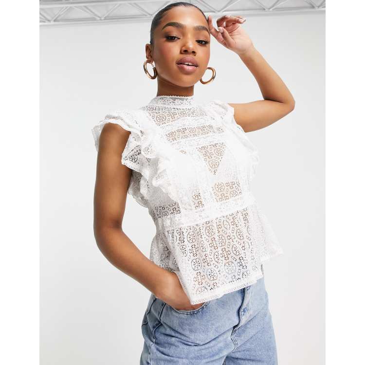 Dressy white clearance lace tops