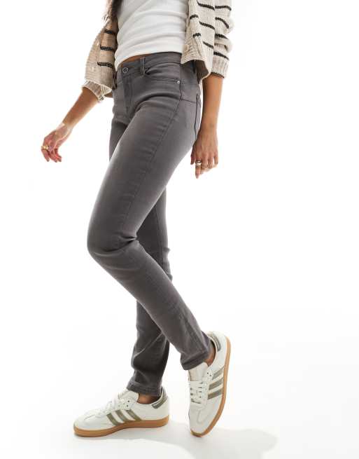 Morgan - Skinny jeans met hoge taille en grijze wassing