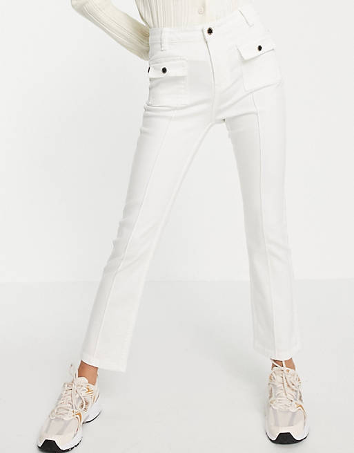 Morgan slim bootcut jeans with pocket detail in white