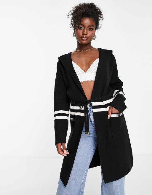 Morgan - Sort cardigan med kontraststribe