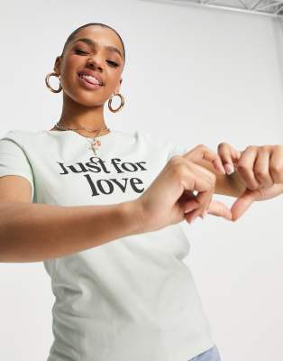 Morgan slogan t shirt in light green  - ASOS Price Checker