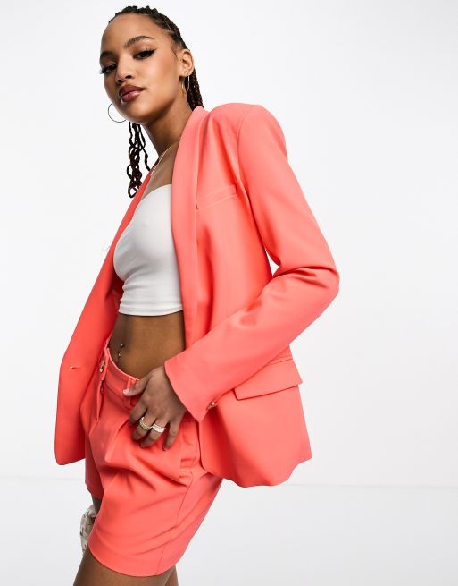 Coral blazer and shorts top