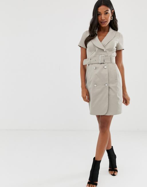 Morgan tie detail utility dress in beige