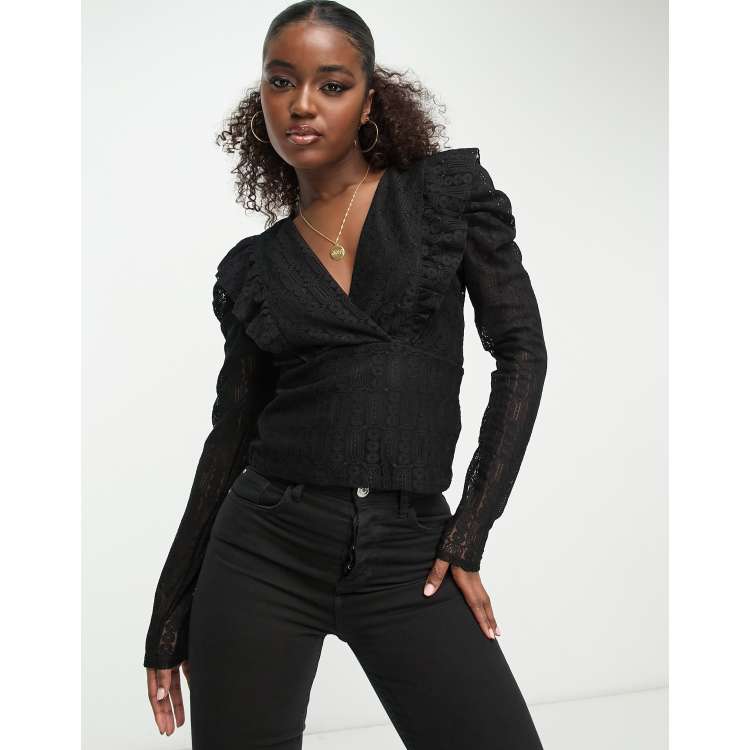 Top Femme Manches Longues Noir MORGAN - Taille S (36) - Coupe Ajustée