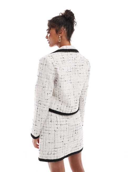 Morgan - Veste d'ensemble en tweed avec bords contrastants - Crème, 2 de 4