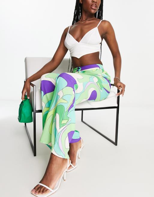 Morgan wide leg pants in green swirl print