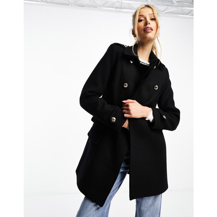 Morgan double breasted maxi coat in check best sale