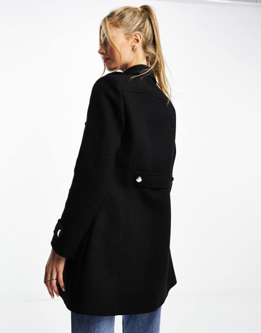 Morgan wool double breasted princess coat in black