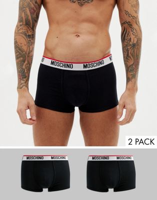 Moschino 2 pack jersey trunks in black 