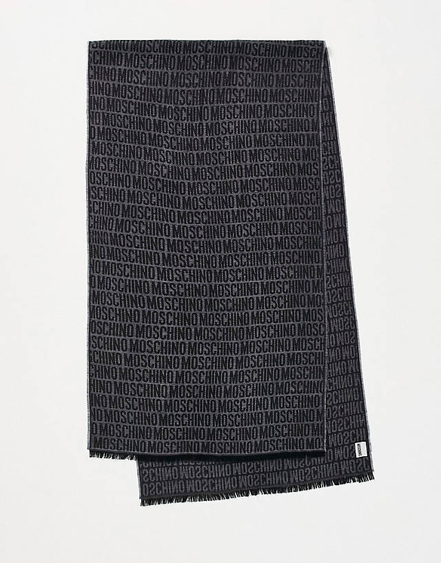 Moschino - all over logo wool scarf in black