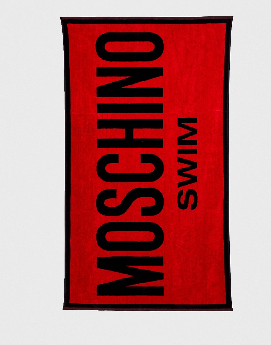 Moschino - Asciugamano con logo stampato-Rosso