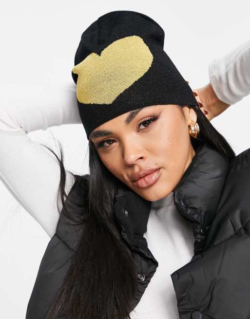 Moschino - Beanie met hartenlogo in zwart