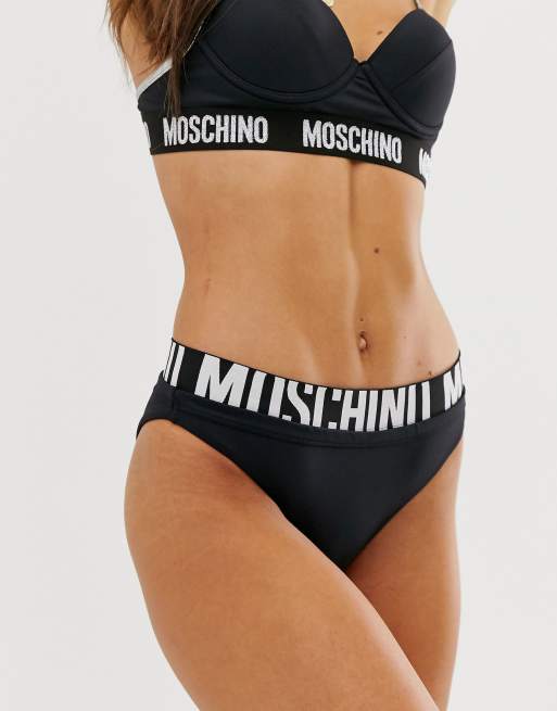 uitvoeren afgewerkt Naschrift Moschino - Balconette-bikini in zwart | ASOS