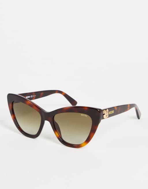 Moschino - Cat eye-zonnebril met beertje in tortoise