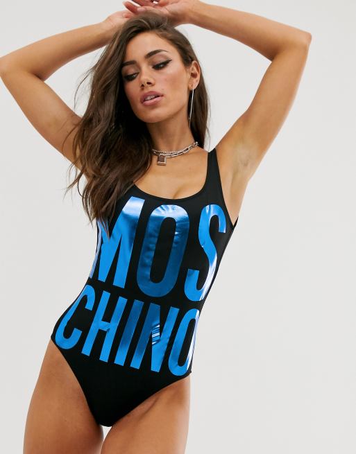 Moschino Costume da bagno con logo metallizzato