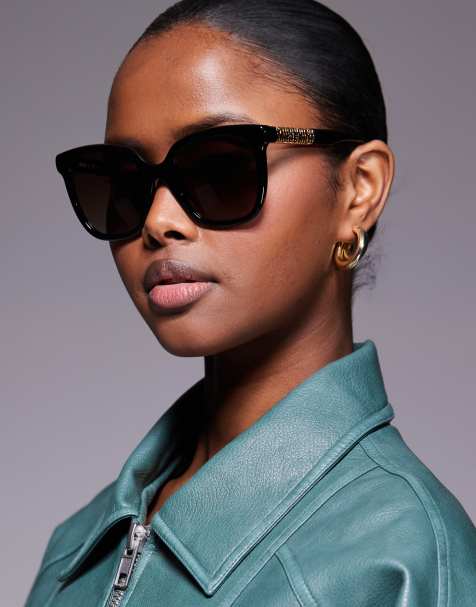 Moschino – Eckige Sonnenbrille in Schwarz - view 1