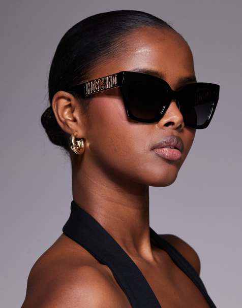 Moschino – Eckige Sonnenbrille in Schwarz - view 1