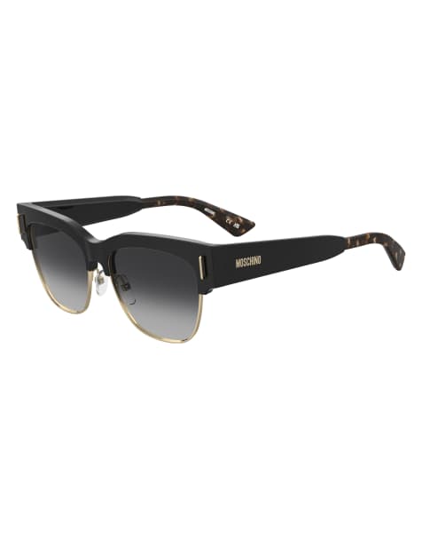 Moschino gafas de sol rectangulares estilo browline negras con lentes degradadas grises - view 1