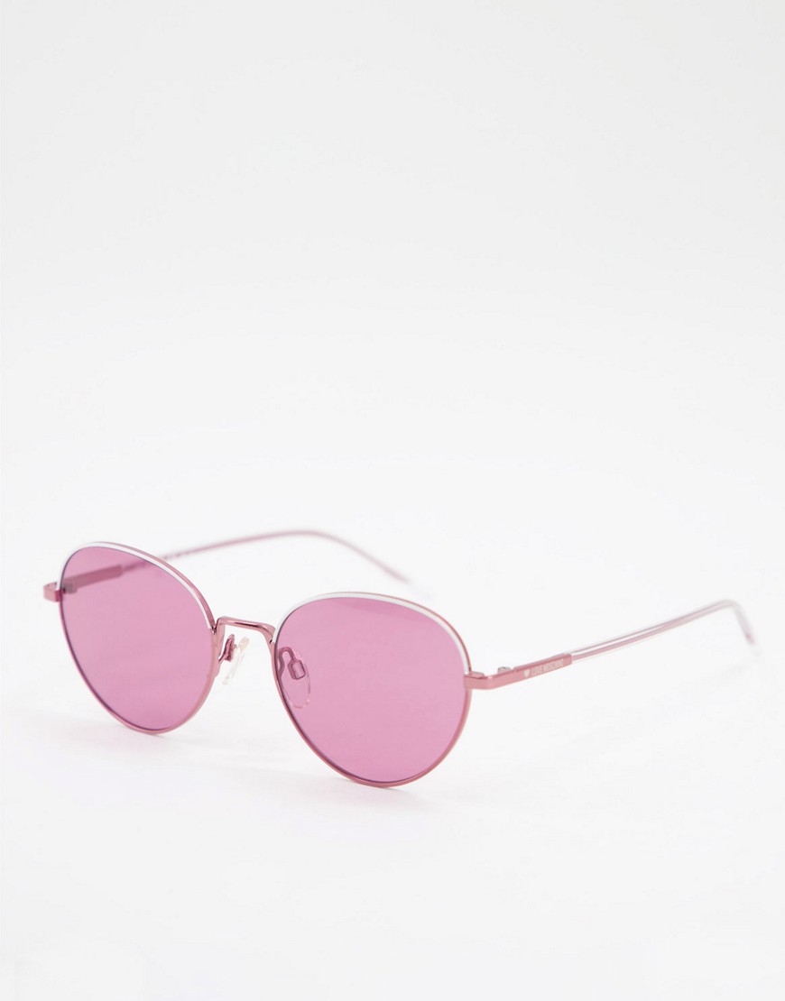 Moschino - Love - Zonnebril in pilotenbrilstijl-Roze