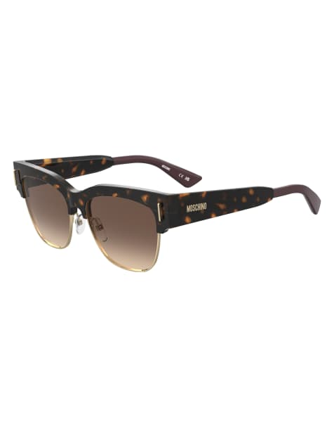 Moschino lunettes de soleil browline rectangulaires à verres dégradés marron, marron - view 1