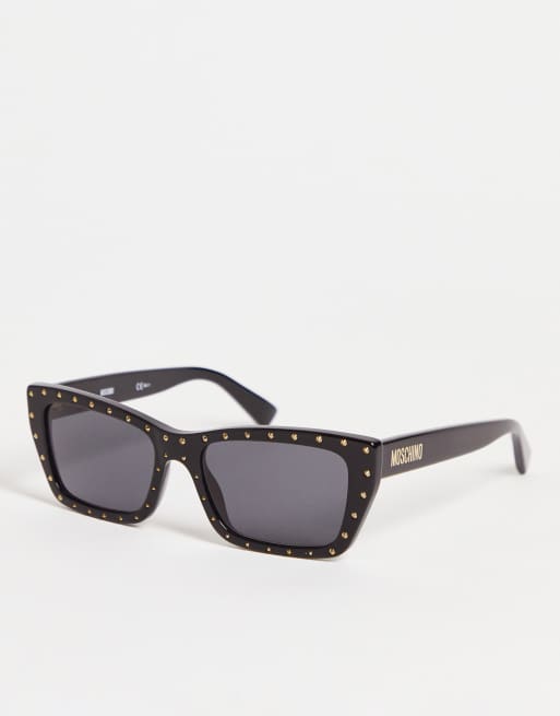 Moschino Lunettes de soleil rectangulaires clous Noir