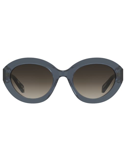 Moschino - Occhiali da sole a goccia blu con lenti sfumate marroni, 2 di 3