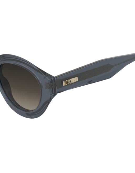 Moschino - Occhiali da sole a goccia blu con lenti sfumate marroni, 3 di 3