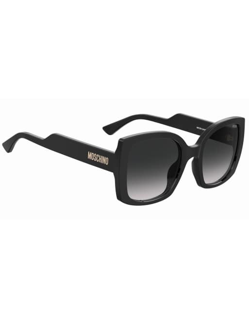 Moschino - Occhiali da sole squadrati neri con lenti sfumate grigio scuro, 3 di 3