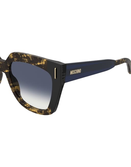 Moschino oversized vierkante zonnebril met blauw getinte glazen in multi, 3 van 3