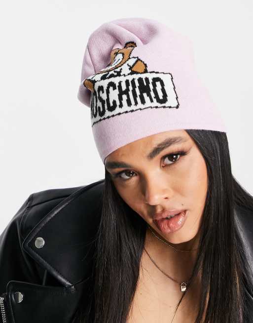 Moschino – Rosa mössa med stor teddylogga, 2 av 4