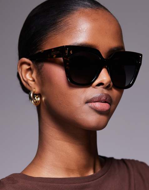 Moschino square sunglasses in black havana - view 1