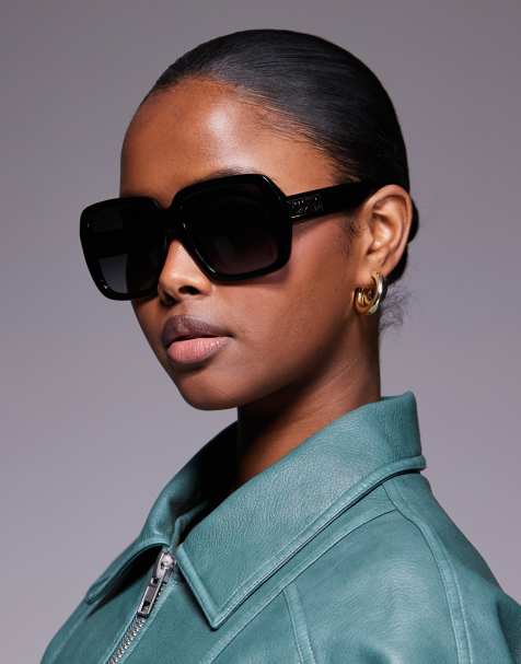 Moschino square sunglasses in black - view 1