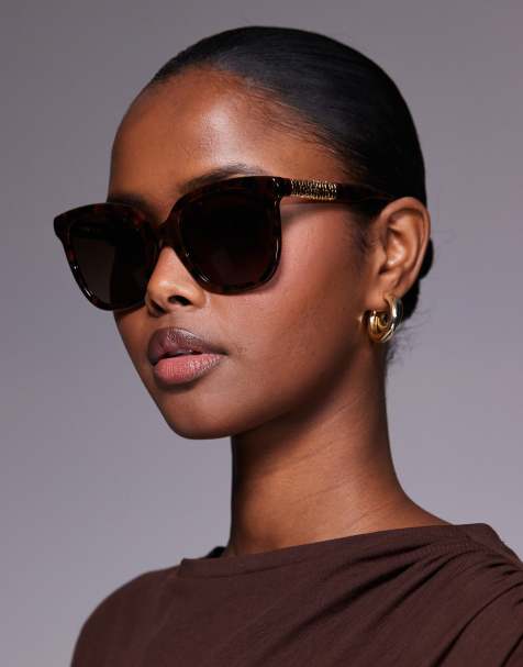 Moschino  square sunglasses in yellow havana  