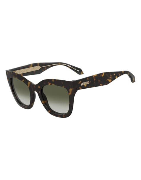 Moschino Sunglasses Moschino sun bold square sunglasses with green shaded gradient lenses in brown - view 1