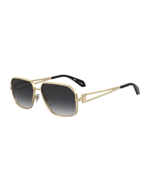 Moschino Sunglasses Moschino sun geometric sunglasses with grey shaded gradient lenses in gold - view 1