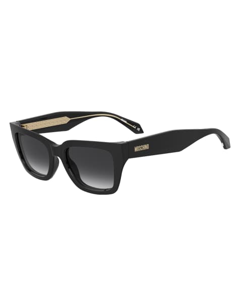 Moschino Sunglasses Moschino sun rectangular sunglasses black with grey shaded gradient lenses in black - view 1