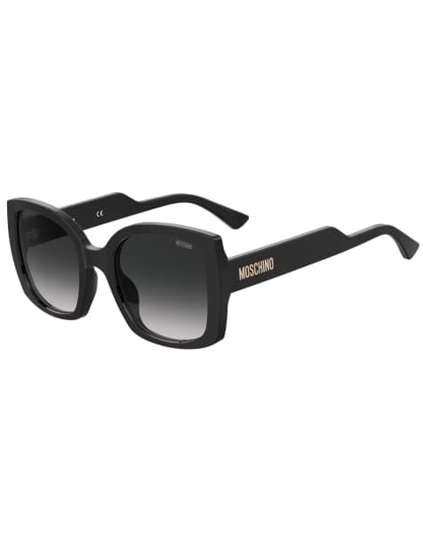Moschino Sunglasses Square sunglasses with dark grey ombre lenses in black - view 1