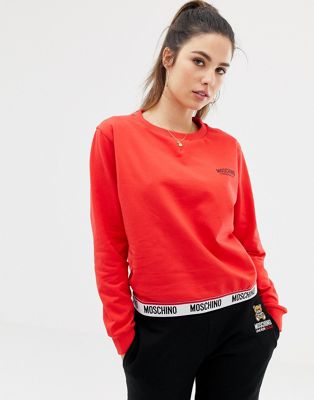 Moschino – sweatshirt med logga-Röd
