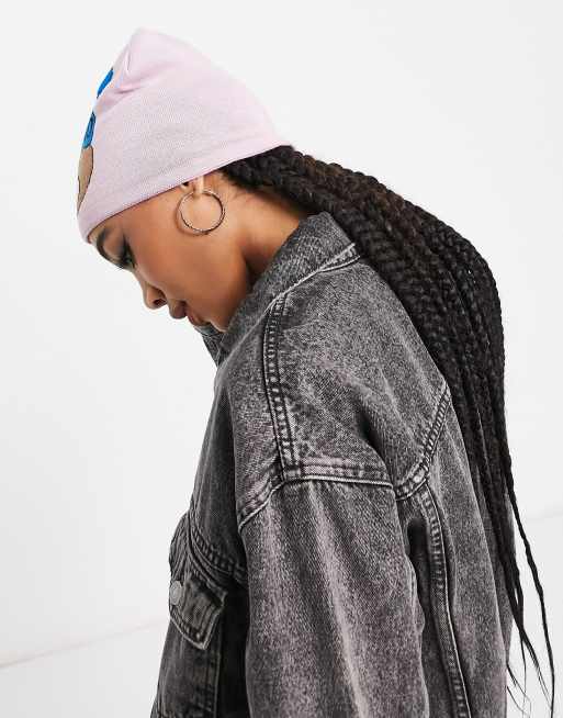 Moschino teddy logo beanie hat in pink | ASOS display picture 1