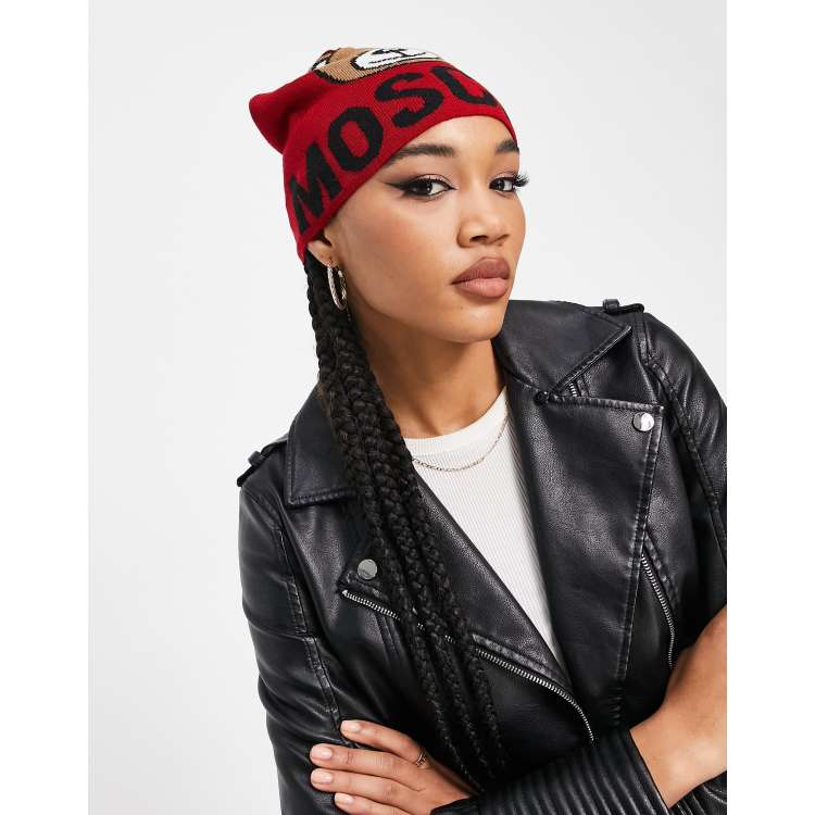 Moschino teddy logo hat in red | ASOS
