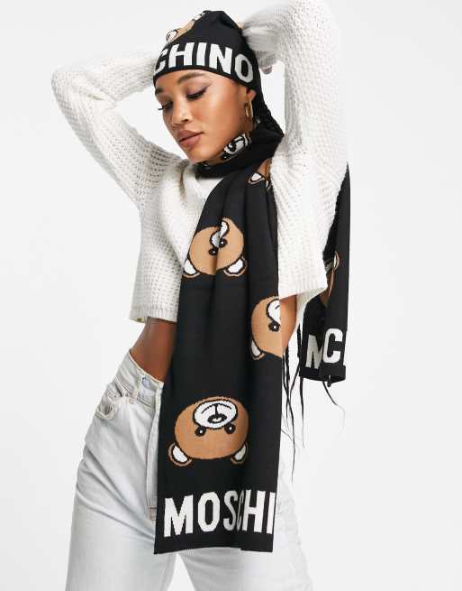 Black Scarf with logo Moschino - Vitkac Spain