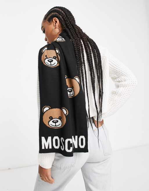 Moschino teddy logo scarf in red