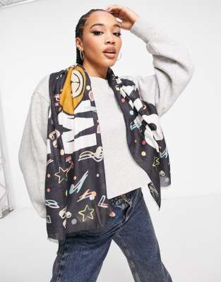 Moschino teddy logo scarf in black - Click1Get2 Coupon