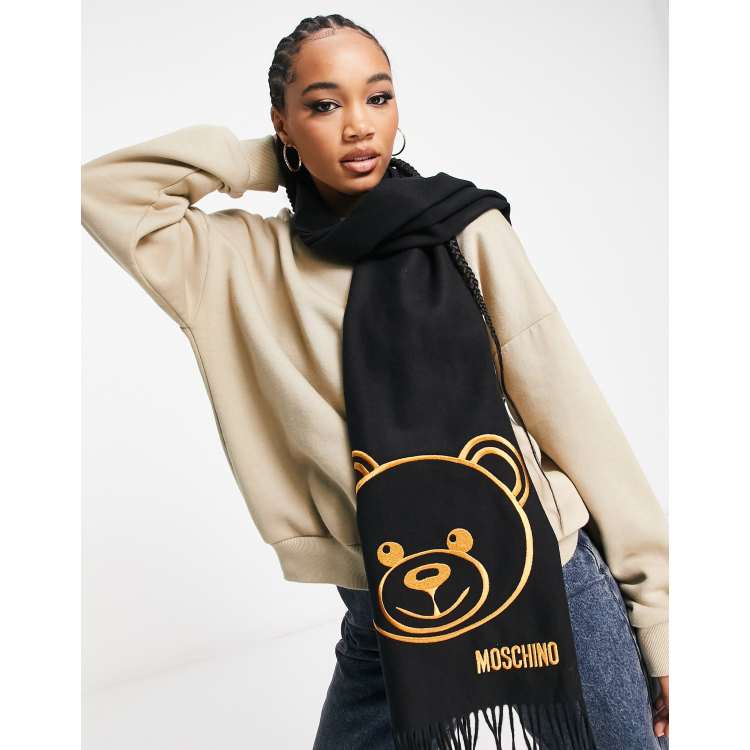 MOSCHINO women Teddy bear scarf grey at  Women's Clothing store