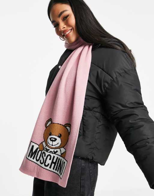 Moschino teddy logo scarf in pink